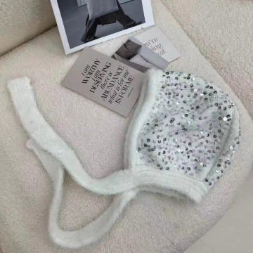 Autumn & Winter Hot Selling Sequined Angora Beanie