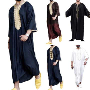 2024 New Moroccan Style Men's Plus Size Hooded Thobe Dress