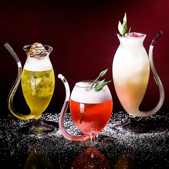 300ml Red Wine Glass Cup Whiskey Glass Heat Resistant Glass With Drinking Tube Straw Sucking Juice Milk Cup Tea Wine Cup