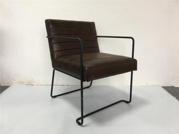 Brown PU leather dining chair