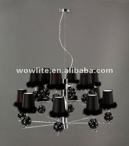 Modern fabric shade chandelier D1118A-8+6BL