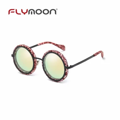 Colorful Patterned Round Frame UV400 Polarized Wholesale Mirror Lens Sunglasses