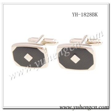 YH-1828BK Elegant Classic Rectangle Transparent Black Enamel Cufflinks