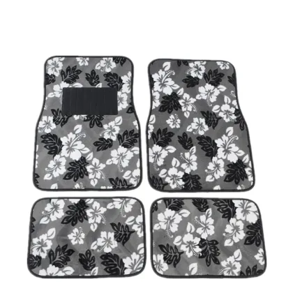 Leopard Print Flower Foot Mats - Universal Geometric Fancy Flower Car Mats