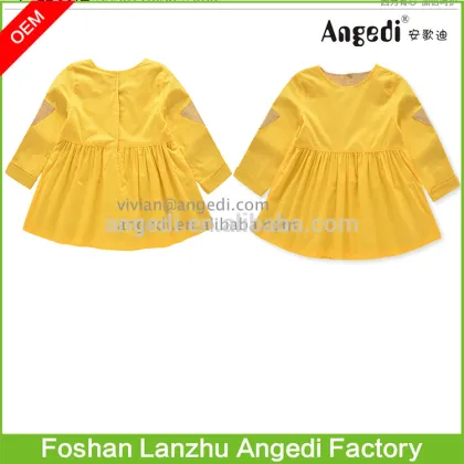 Toddler Girls clothing Long sleeve drop waist Pleated pull-on dress
