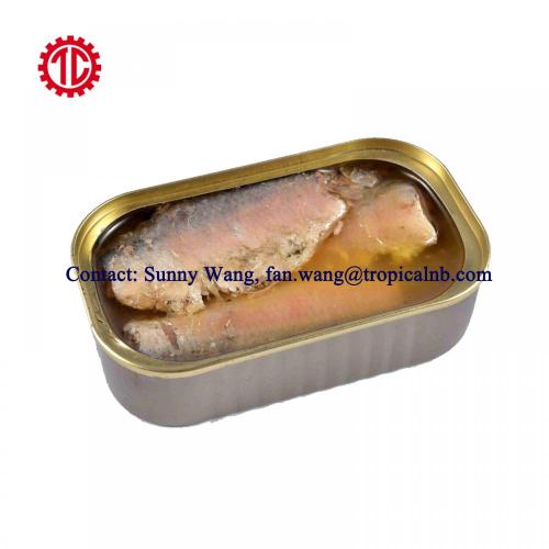 125g Oval Tin Packed Canned Sardine Fish In Vegetable Oil