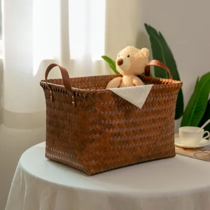American-Made Rattan Storage Basket for Clothing and Laundry