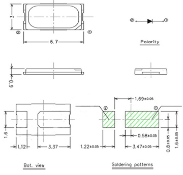 5730 Grüne SMD-LED 525nm 520nm 530nm 0.2W