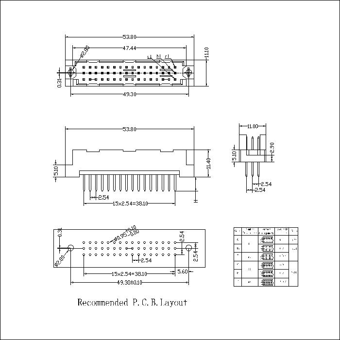 DMS-XX-XXX-315 DIN41612 Vertical Plug Type Half R Connectors-Inversed 48 Positions