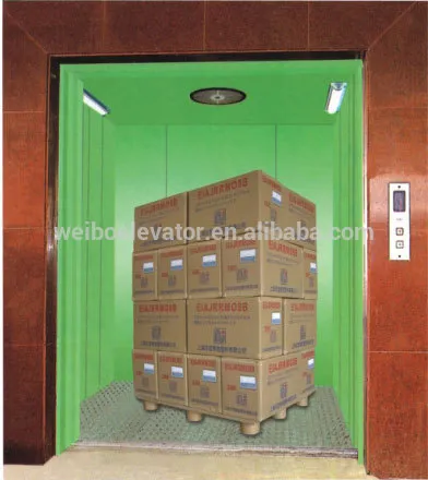 Effective and energy-saving goods elevator with machine room