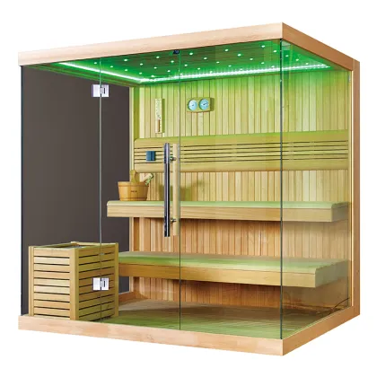 Cedar Wood Dry Sauna Cabinet M-6041 Modern Design Tempered Glass Saunas