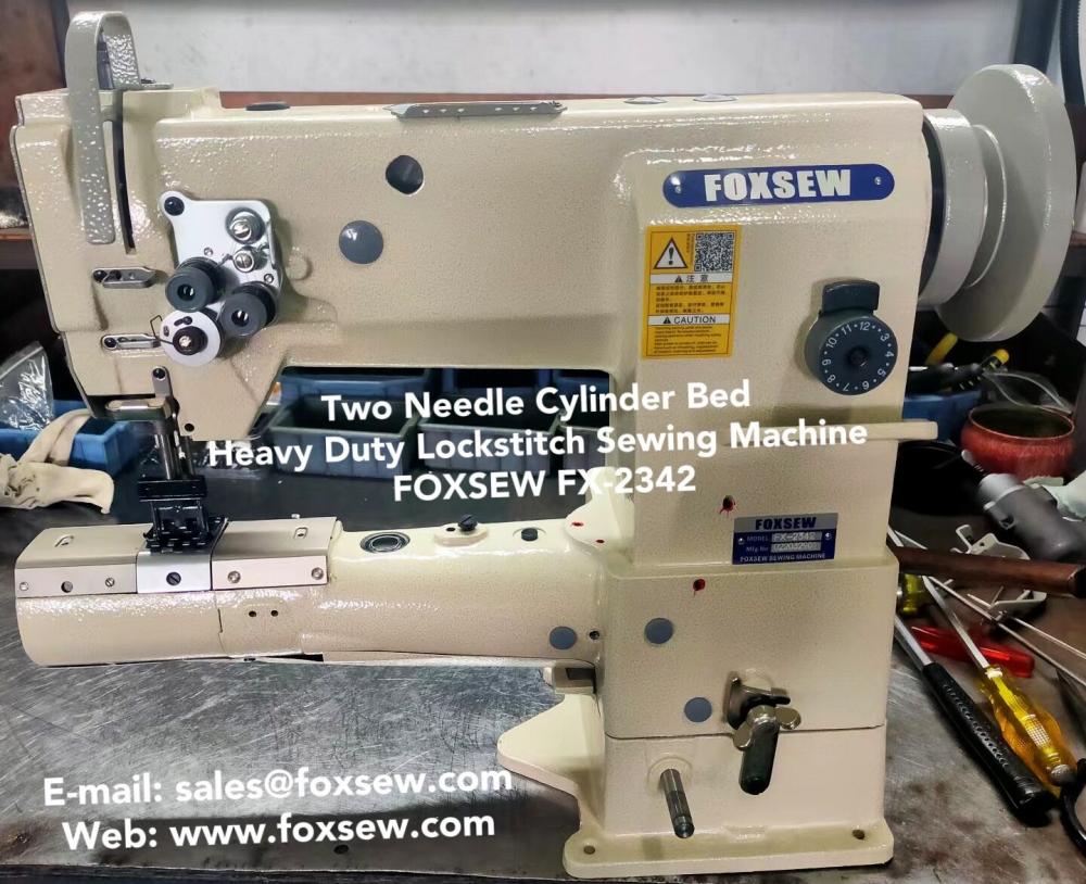 Double Needle Cylinder Bed Compound Feed Heavy Duty Lockstitch Sewing Machines Foxsew Fx 2342 5 Jpg