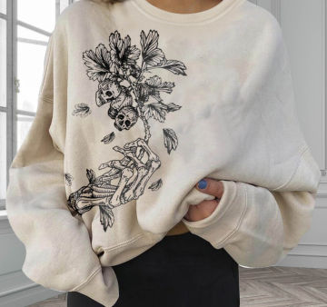 Women's Crewneck Sweatshirt Skull Graphic Sweatshirt