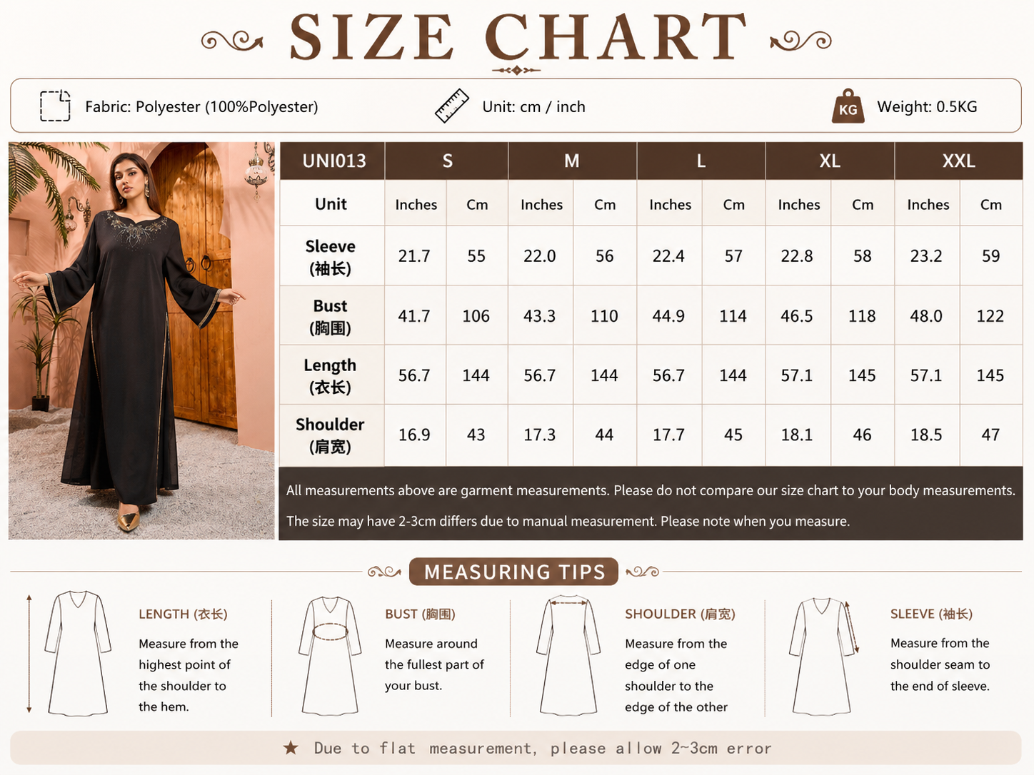 Elegant Rhinestone Round Neck Summer Abaya