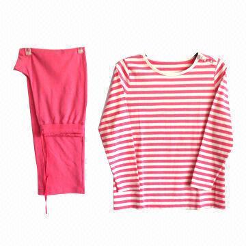 Women's Pajamas, Made of 100% Cotton, with Long Sleeves