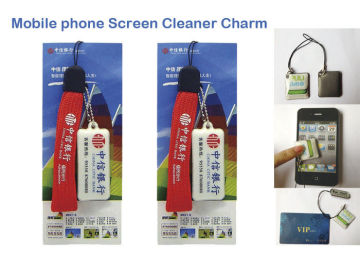 Soft Pvc + Foam + Strap And Silk Printing Cell Phone Screen Cleaner / Soft Rubber Mobile Phone Cleaner