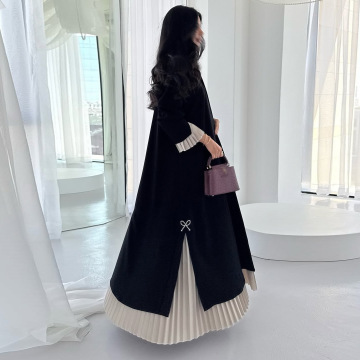 Cardigan madow Abaya oo xarrago leh