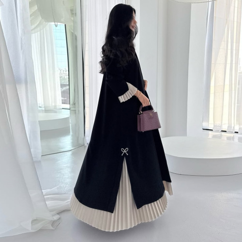 ژاکت کش باف پشمی ابایای روباز چین دار متوسط
