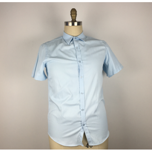 Sky Blue Short Rękaw Office Wear Shirt