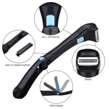 2 in 1 Electric Back Hair Shaver Foldable Long Handle Razor Remover Shaving Machine Safe Epilator Self Groomer with Big Blade