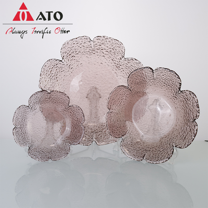Placas de carregador de vidro transparente de miçangas roxas Casamento