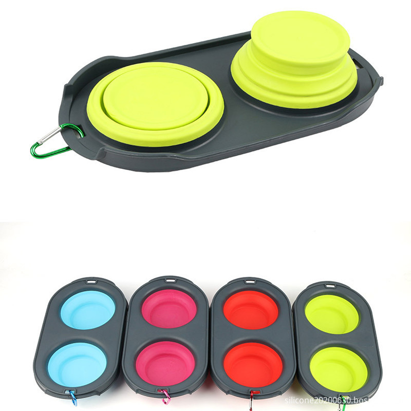 Pet silicone double bowl