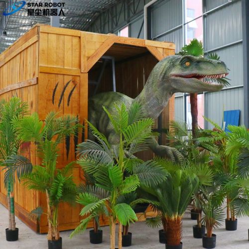 Velociraptor dinosaurus animatronik di luar kotak