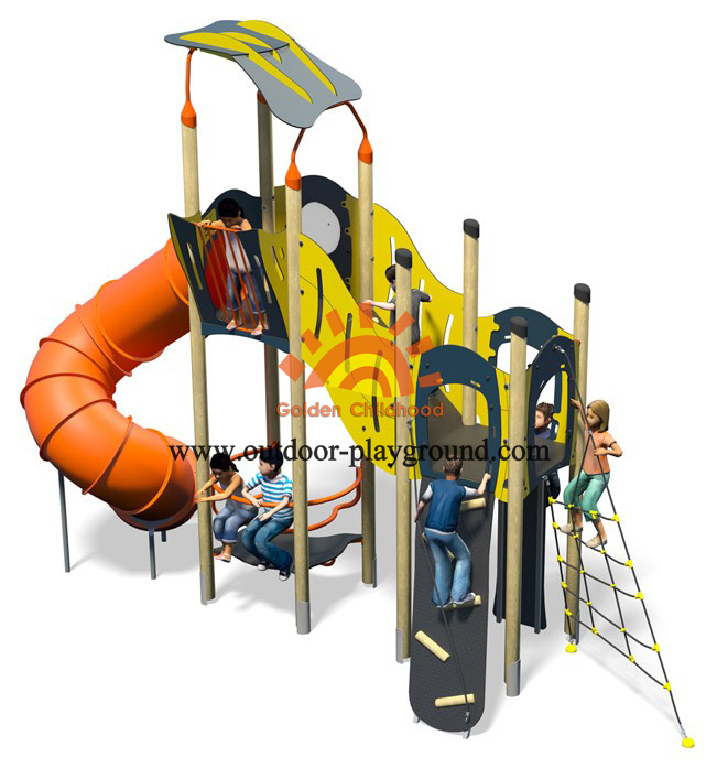 outdoor tube slide playground structure