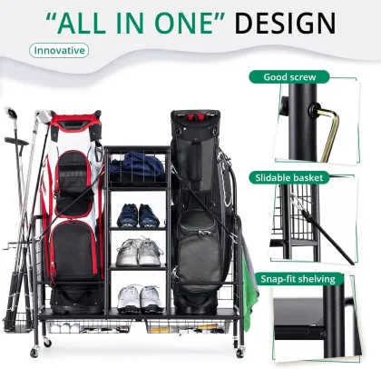 Golf Bag Organizer: A Storage Solution for Your 2 Golf Bags at Home
