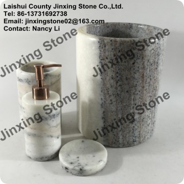 Accessories Bathroom Stone Bath Ware Marble Soap Box Liquid Soap Dispenser Pump Marble Trash Can