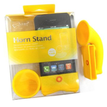 Yellow Silicone Horn-type Speaker With Sound Amplification For Iphone4