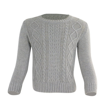 Boy's Knitted Crewneck Pullover Cable Sweater