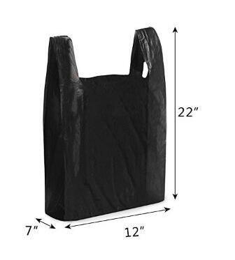 HDPE Black Color Plastic T-Shirt Bag with Gusset