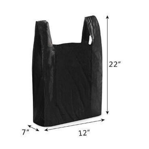 HDPE Black Color Plastic T-Shirt Bag with Gusset