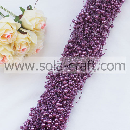 Purple Artificial Faux Pearl String Beaded Garland With 3+8MM Beads