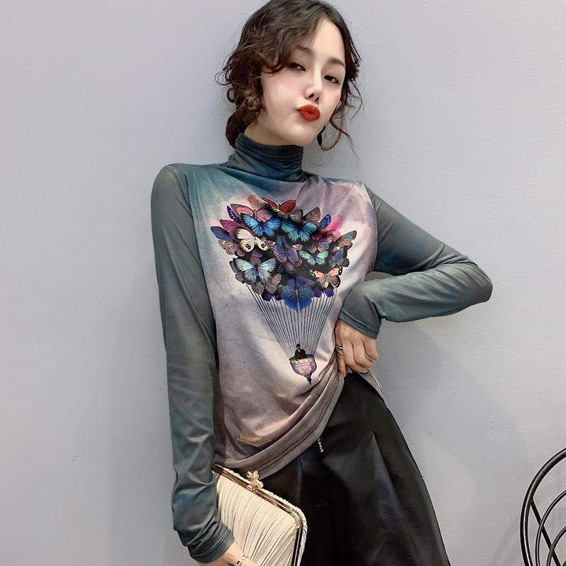 Fashion print double layer tops female