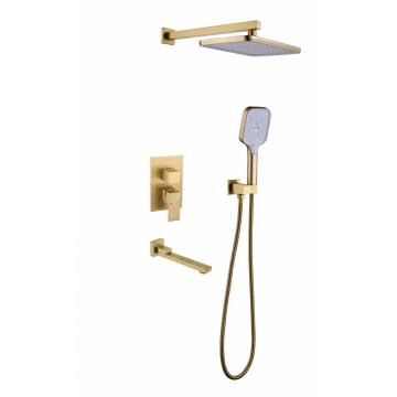 MILANO Shower System with Waterfall Tub Spout-12 Inches Rain Shower Tub Faucet Set with Square Showerhead and Handhle