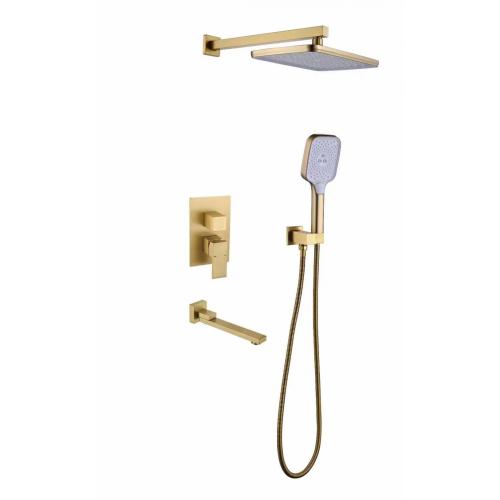 MILANO Shower System with Waterfall Tub Spout-12 Inches Rain Shower Tub Faucet Set with Square Showerhead and Handhle