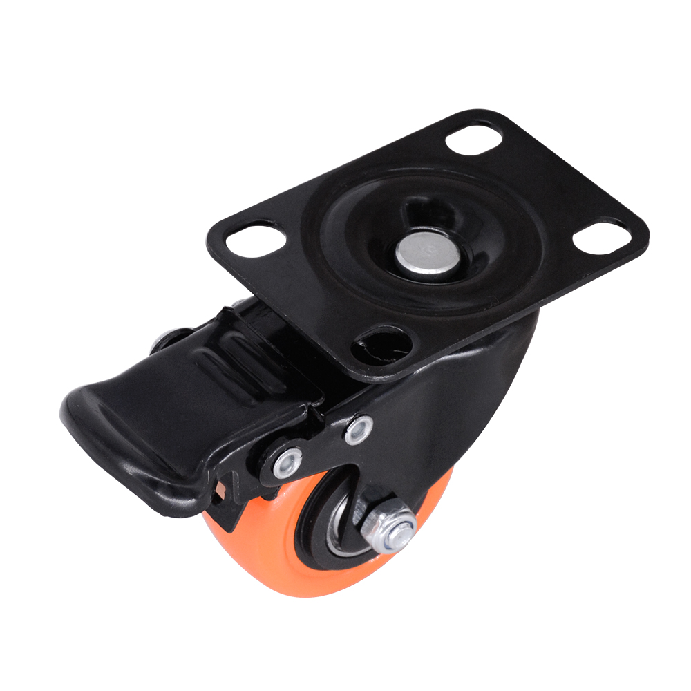 Caster de placa de PVC naranja de 2 pulgadas con freno