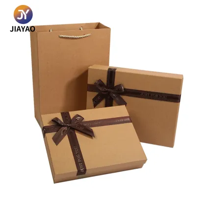 eco-friendly brown bow clothing gift box