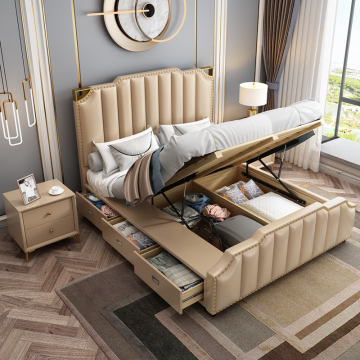 Modern King Size Luxury Italian Leather Bedroom Furniture Set