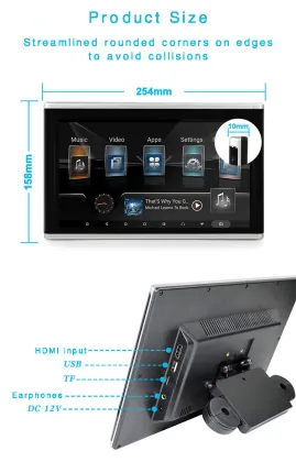 Universal Car TV Monitor - Headrest Taxi Car Headrest Monitor 13.3 10.1 Inch TV 4G Headrest Screens