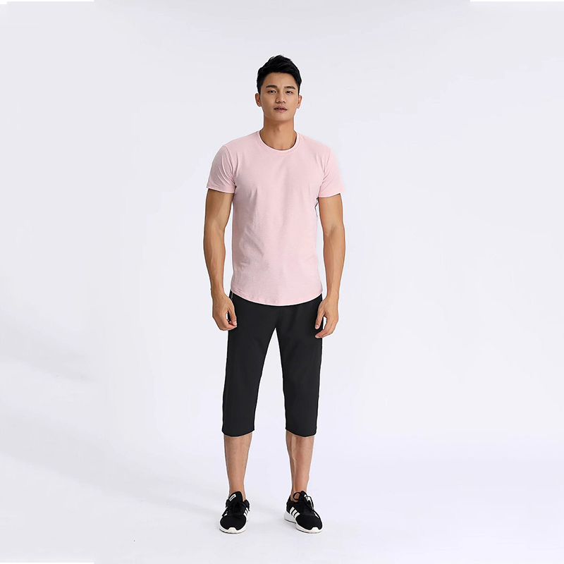 Casual Men Sport Longline Curved Hem T Shirt