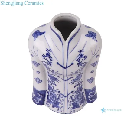 Creative Ceramic Vase Cheongsam Shape Blue and White Porcelain Vase Sculpture