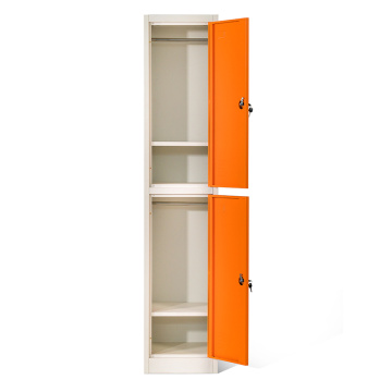 Single Orange Metal Locker 2 Doors
