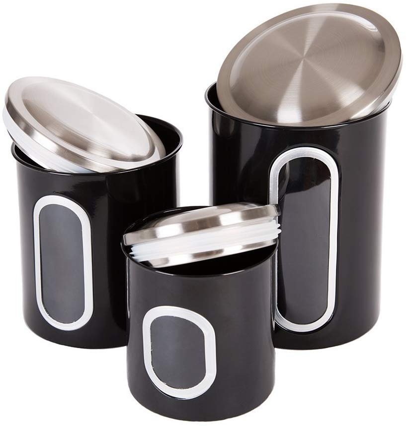 black steel canister