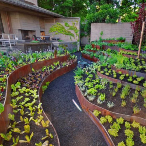 Metal garden ornaments Corten steel garden edging