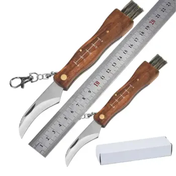 Foldable Mushroom Knife: Sharp Steel Blade with Wood Handle for Camping and Hunting