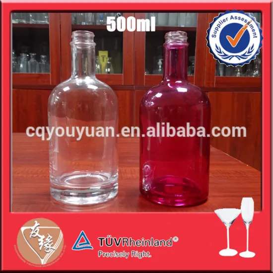 Clear liquor vodka bottle 500ml boston round bottle