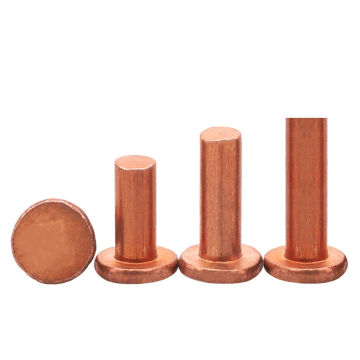 Solid Brass Rivets: M2, M2.5, M3 Sizes - Flat Round Head Copper Rivets